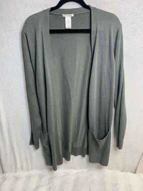 Matty M Open-Front Cardigan in Sage Green